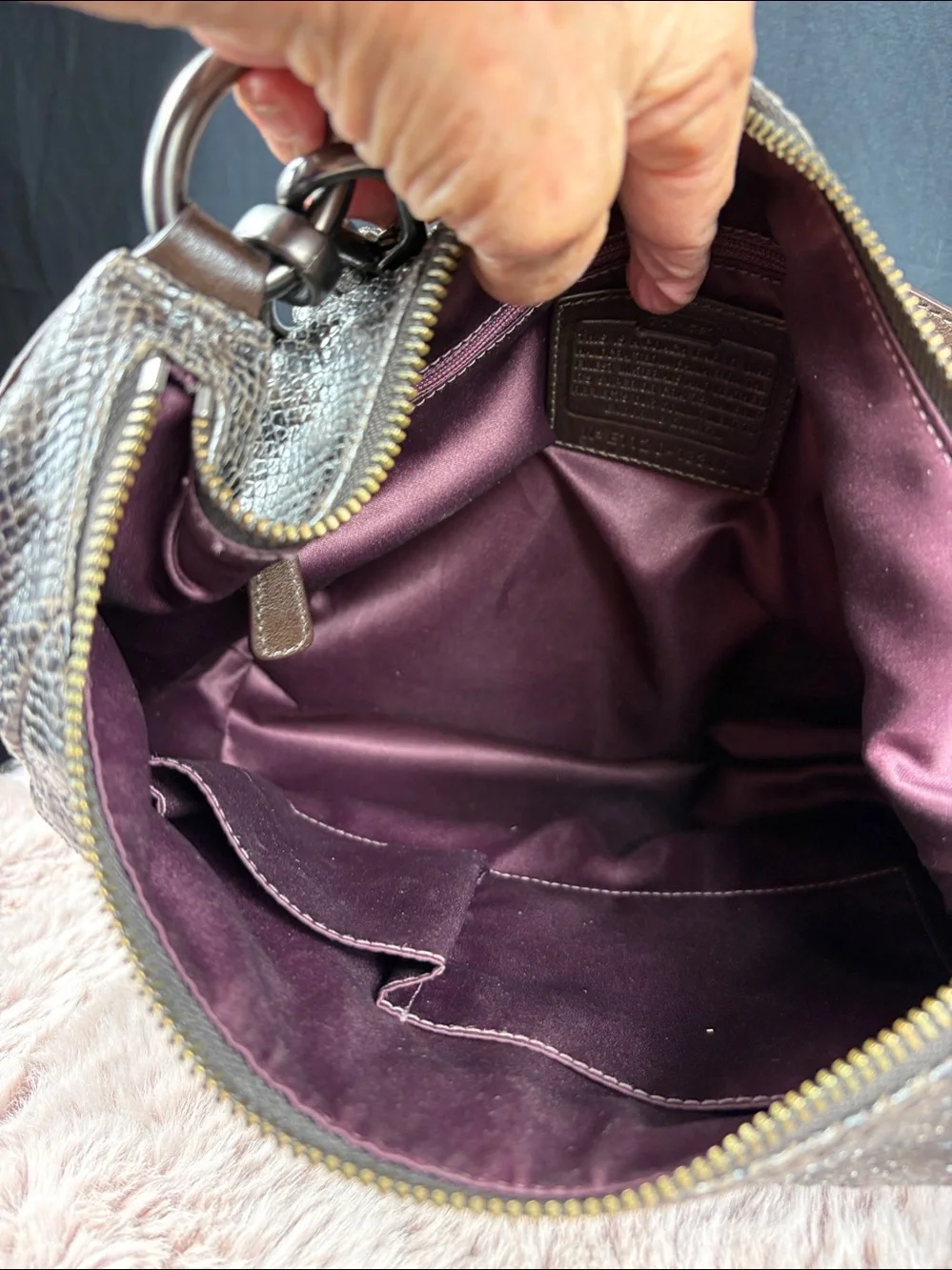 Coach Kristin Hobo | Style 18306 | Metallic Bronze/Brown Snake-Embossed